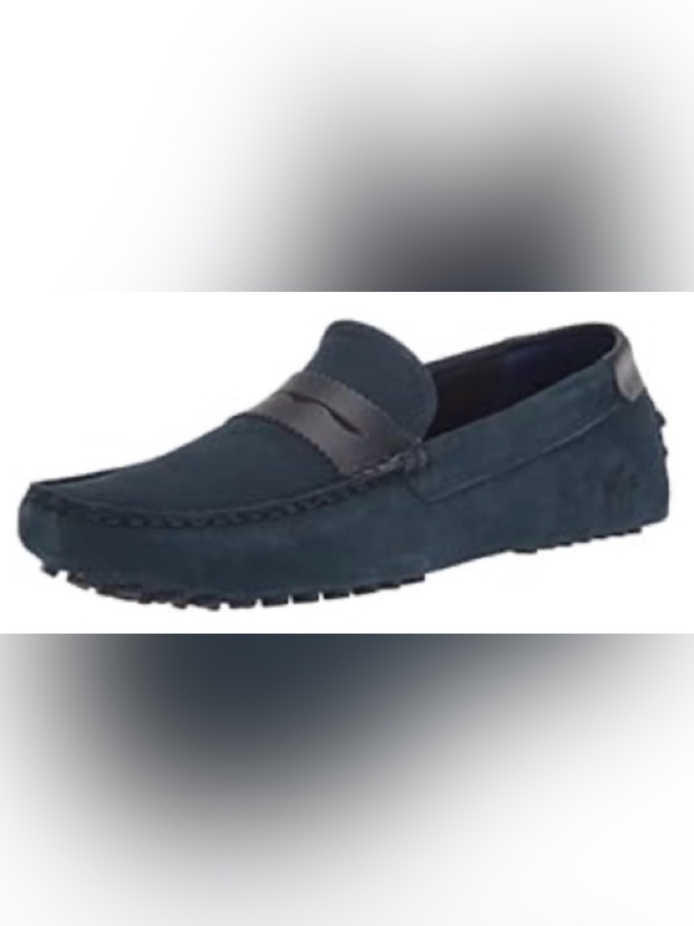 MENS LACOSTE SUEDE CRAFT LEATHER TONAL DRIVER LOAFER - NAVY BLUE - SIZE 7.5